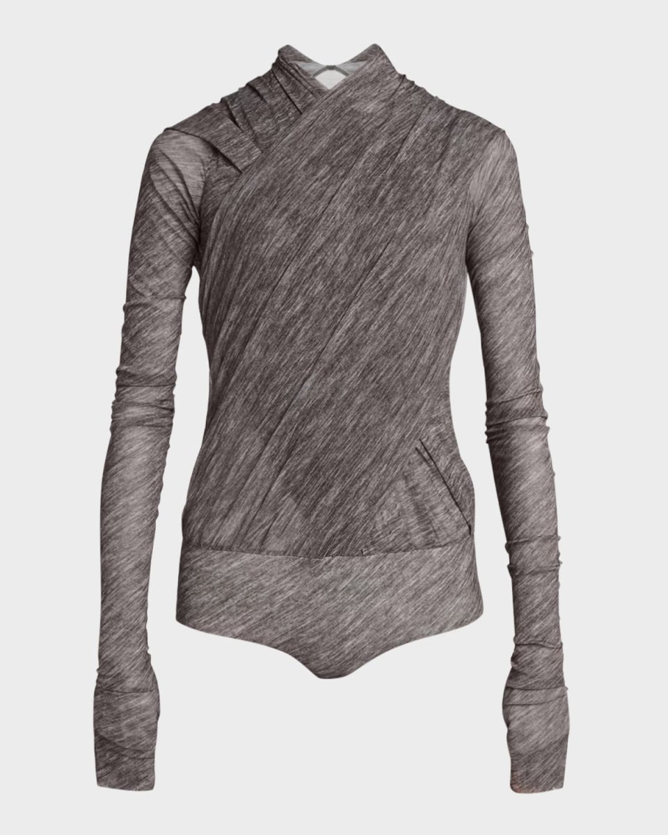 Printed Stretch Tulle Bodysuit