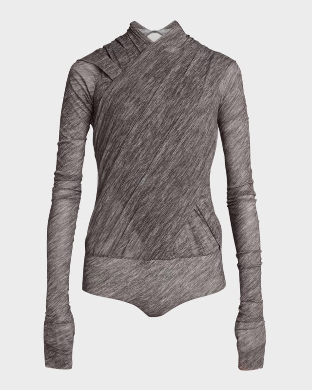 Printed Stretch Tulle Bodysuit
