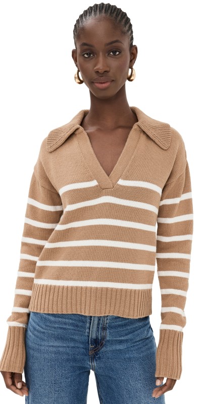 Veronica Beard Jean Jovie Pullover Khaki/Ivory
