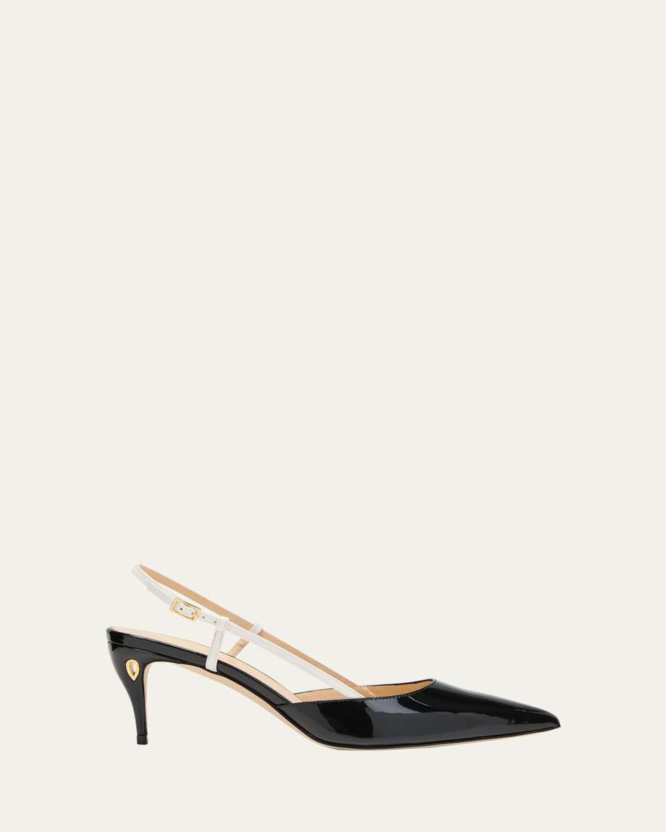 Mario Bicolor Leather Slingback Pumps