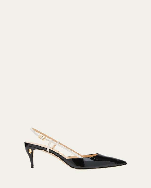 Mario Bicolor Leather Slingback Pumps