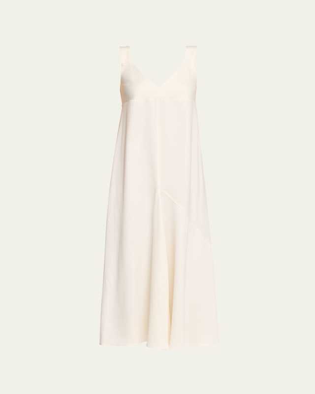 Asymmetric Wool-Blend Slip Dress
