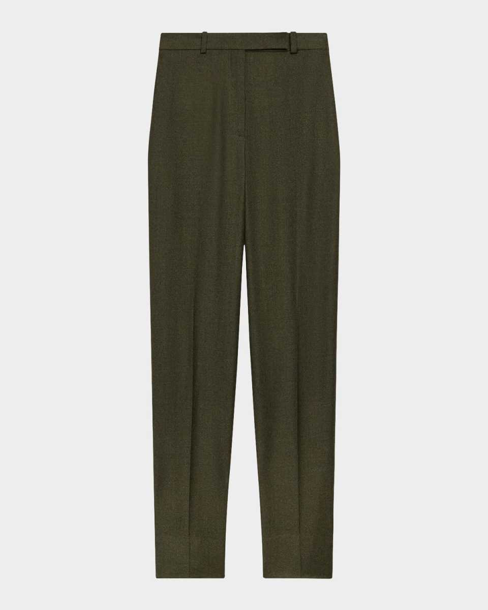 High-Waist Virgin Wool Tapered Ankle Pants