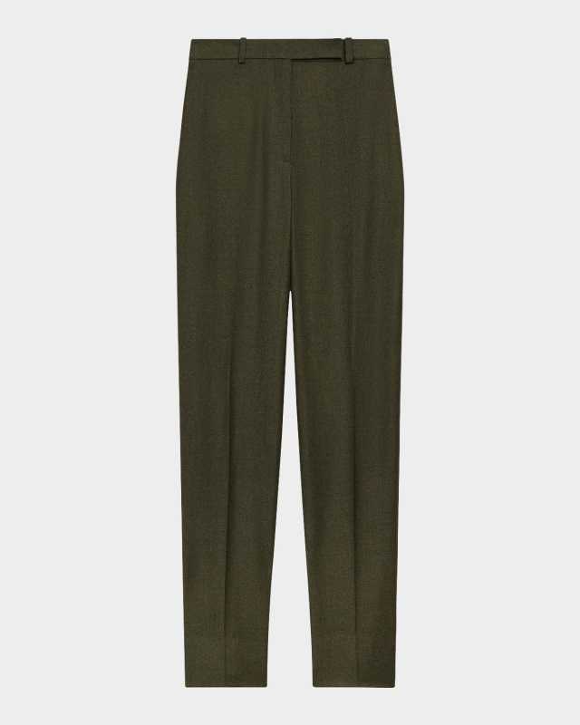 High-Waist Virgin Wool Tapered Ankle Pants