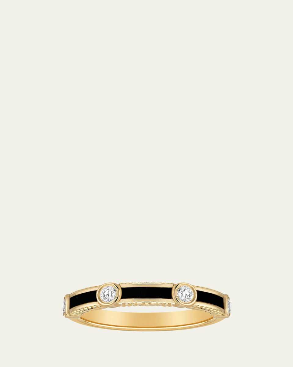 Rayon Ring in Onyx, Yellow Gold and Diamonds