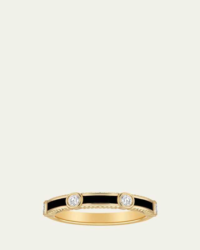 Rayon Ring in Onyx, Yellow Gold and Diamonds