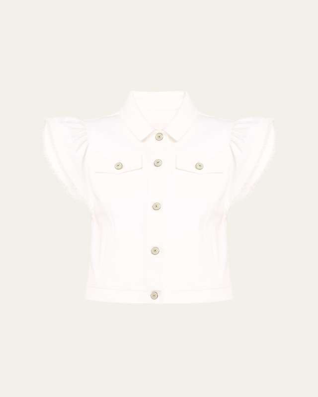 Adley Flutter-Sleeve Denim Vest