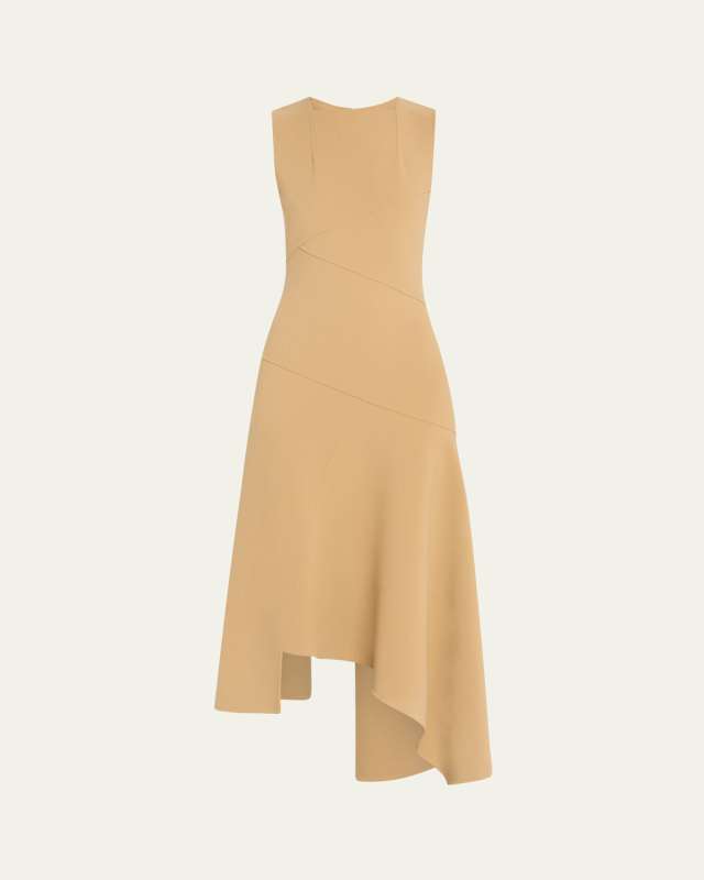 Handkerchief Sheath Midi Wool Dress