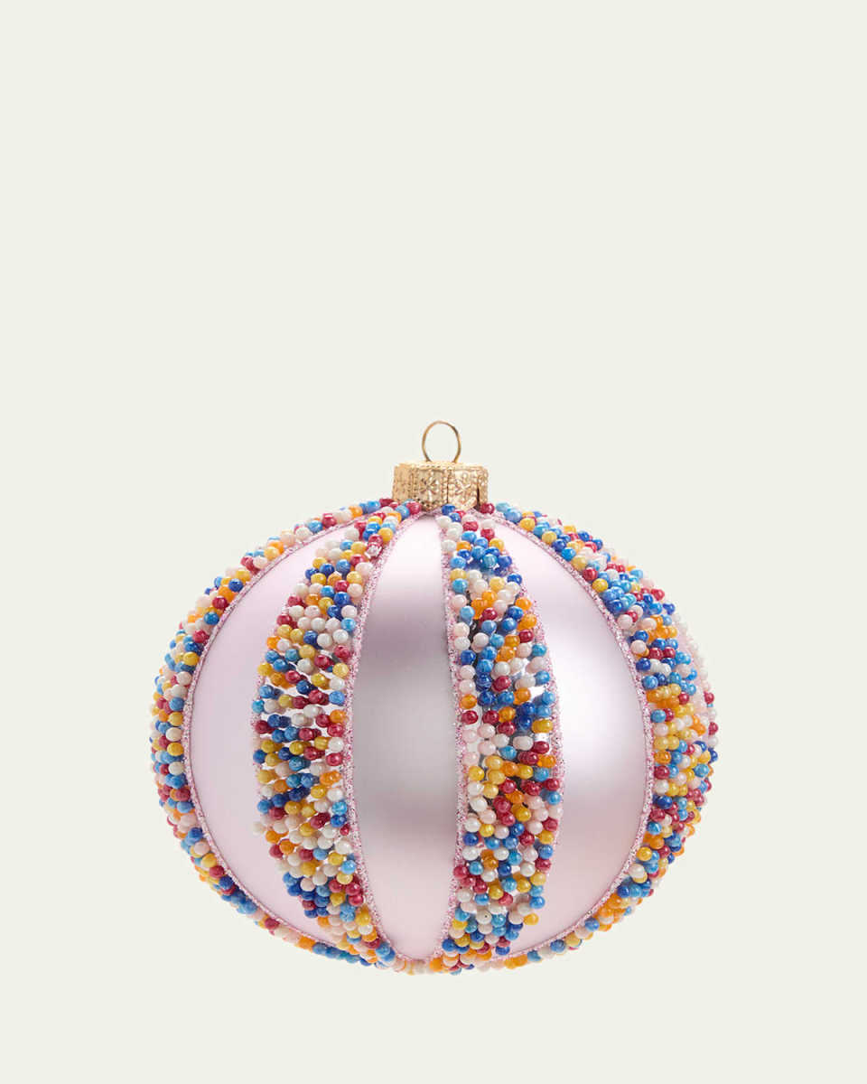 Lavender Candy Stripe Ball Christmas Ornament