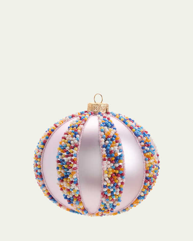 Lavender Candy Stripe Ball Christmas Ornament