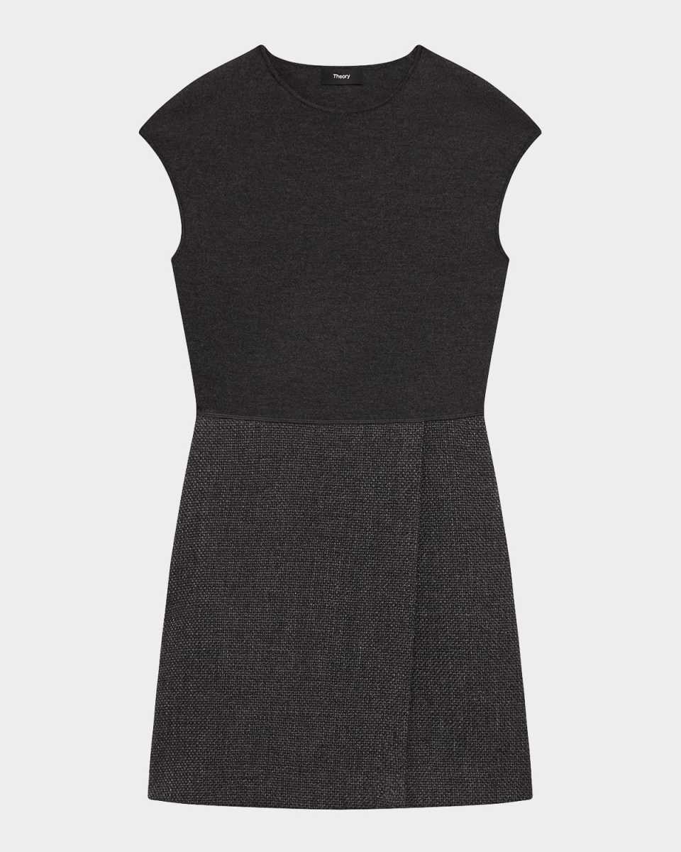 Plush Tweed Wrap Skirt Combo Mini Dress