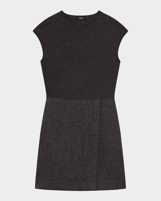 Plush Tweed Wrap Skirt Combo Mini Dress