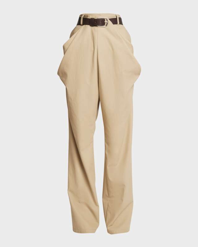 Draped Straight-Leg Trousers