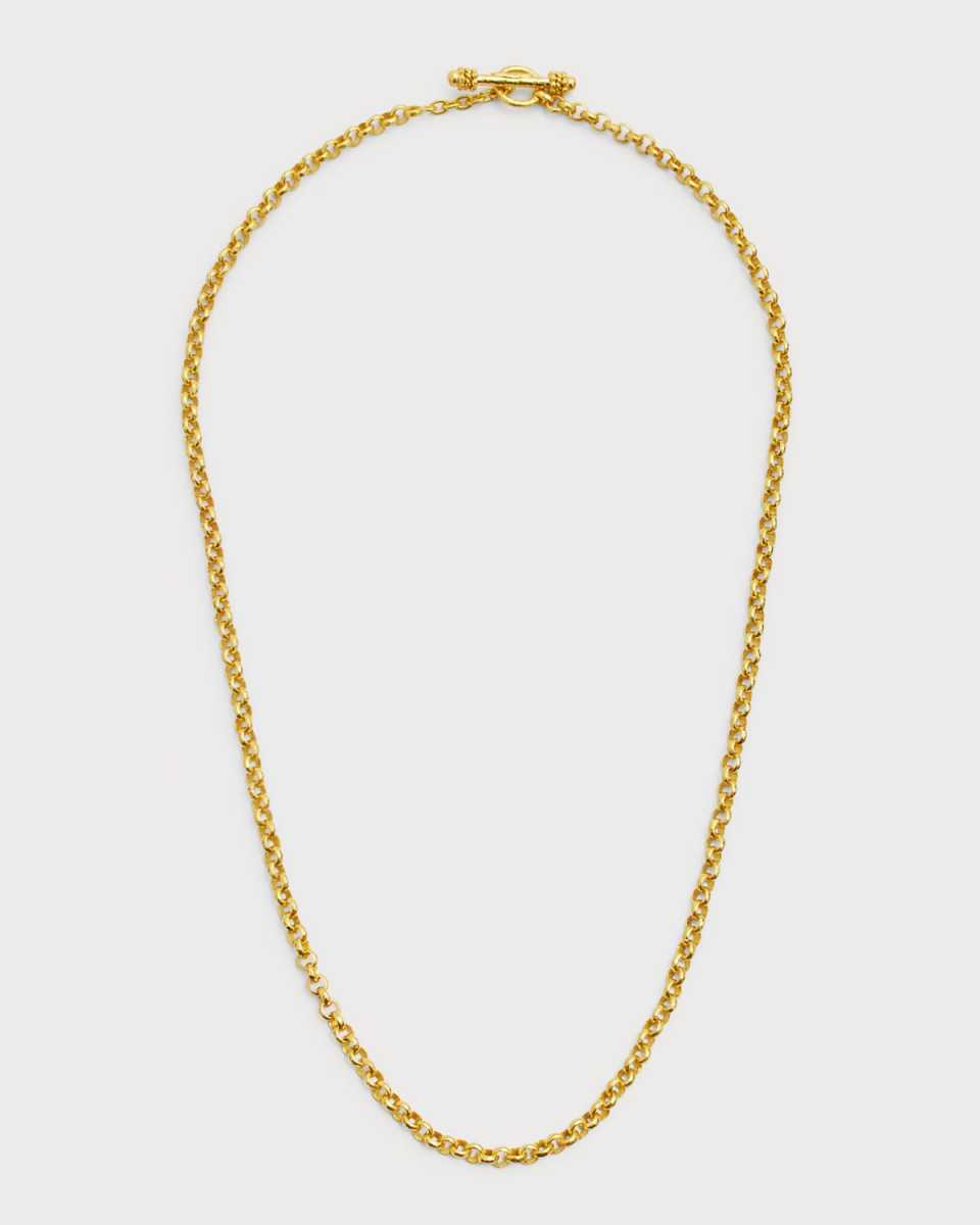 19K Tiny Link Necklace, 21"L