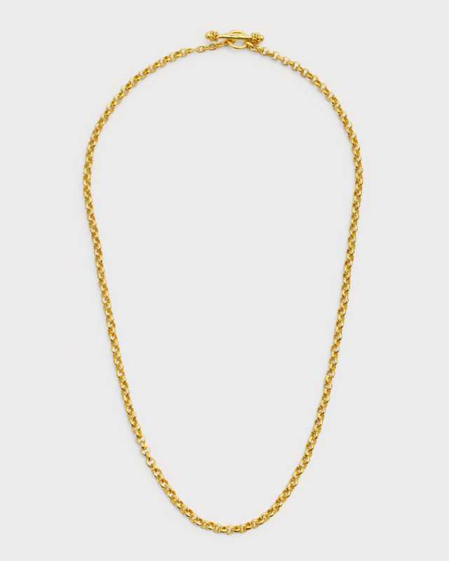 19K Tiny Link Necklace, 21"L
