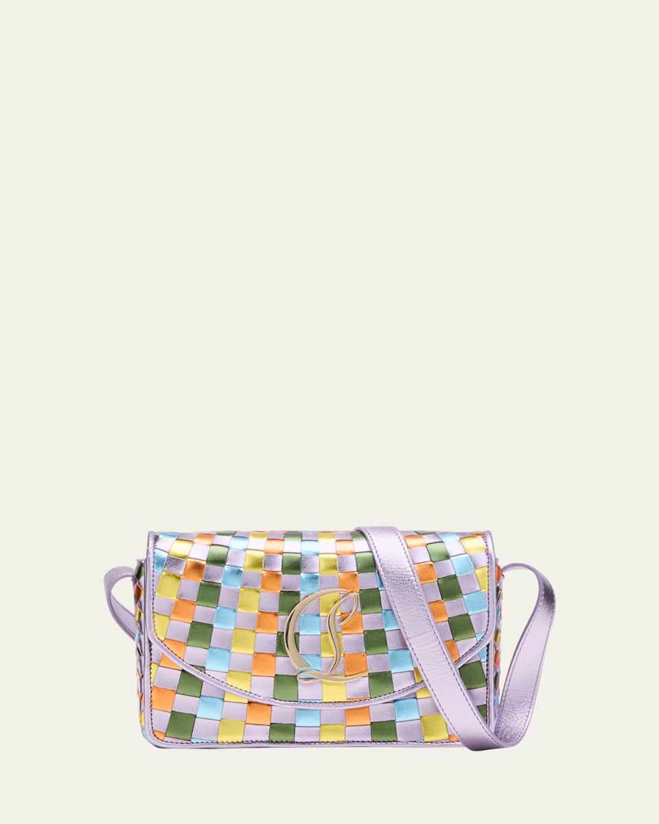 Loubi54 Small Crossbody in Woven Metallic Leather