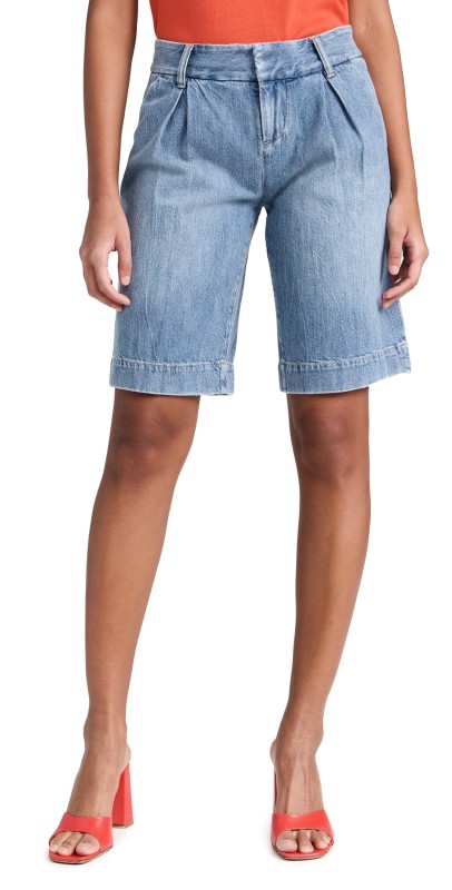 alice + olivia Eric Low Rise Bermuda Shorts Georgia Vintage Blue