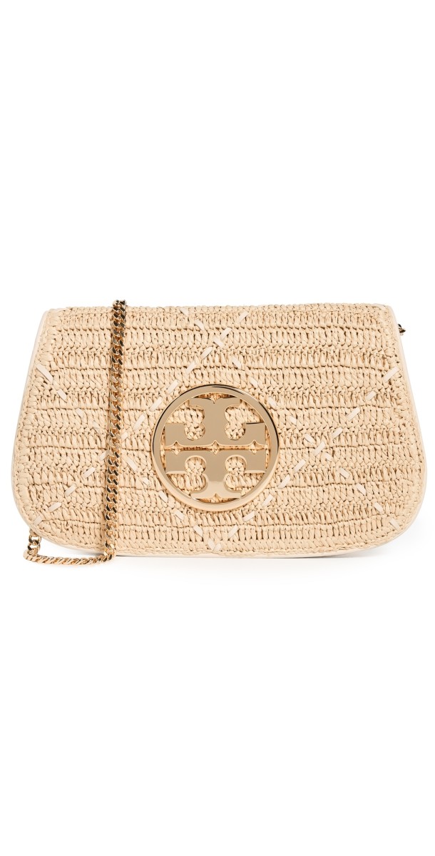 Tory Burch Reva Raffia Clutch Natural