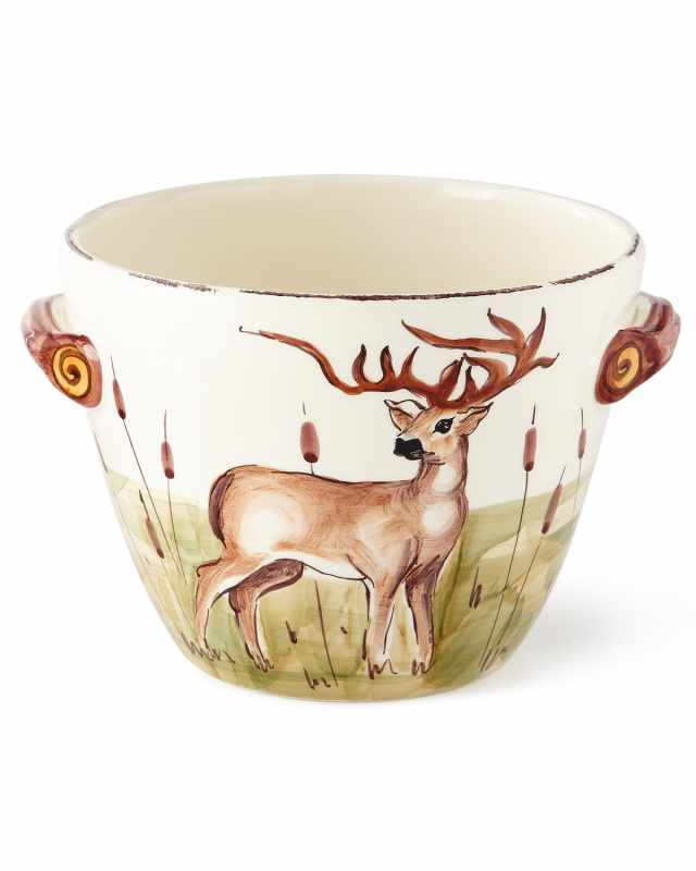 Wildlife Deer Deep Serving Bowl with Handles