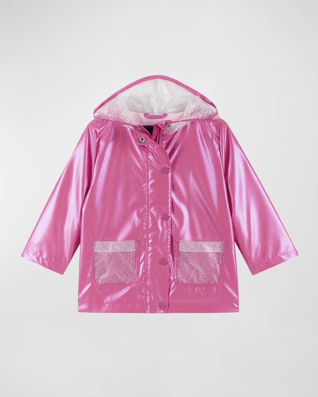 Girl's Glitter Hooded Raincoat, Size 2T-6X