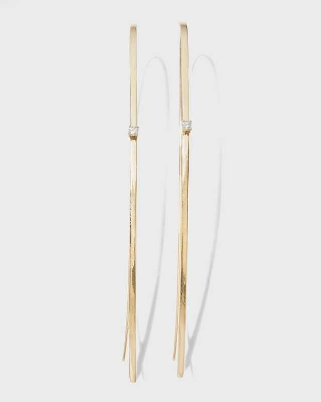 Narrow Flat Diamond Hoop Earrings