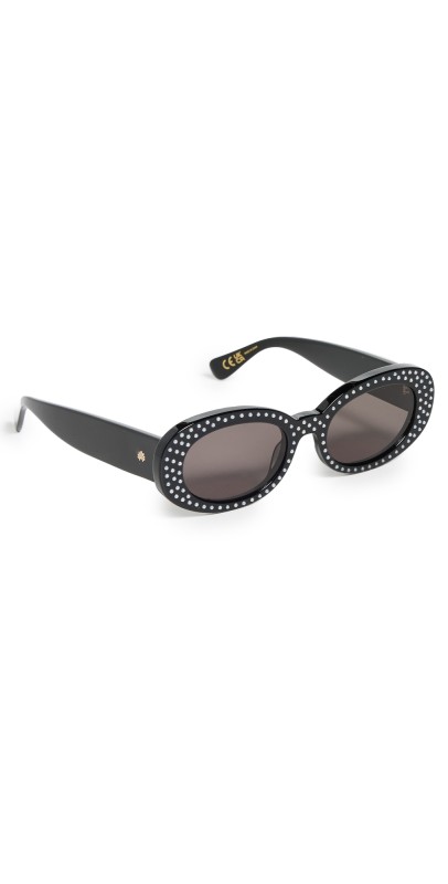 Lele Sadoughi Oceanside Pearl Oval Sunglasses Jet