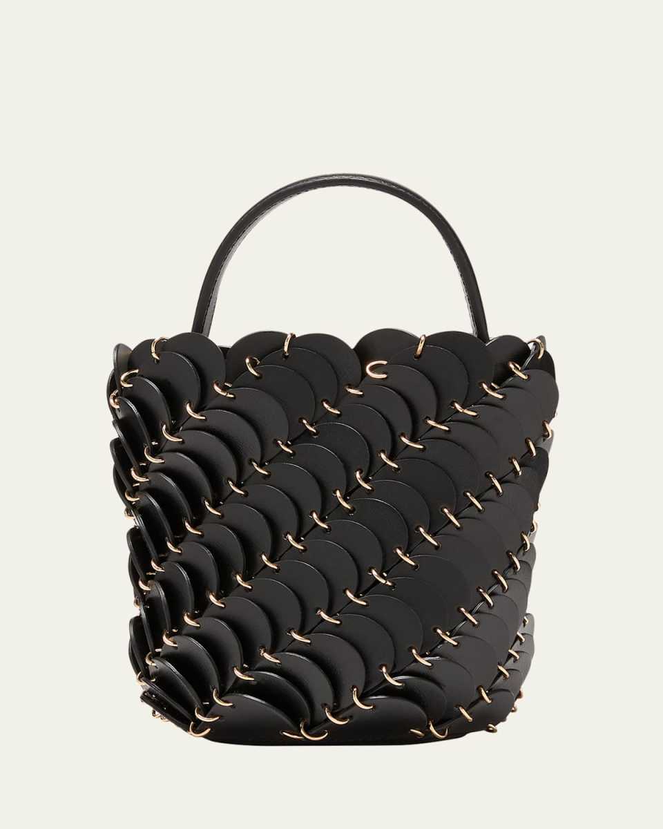 Small Disc-Link Leather Bucket Bag