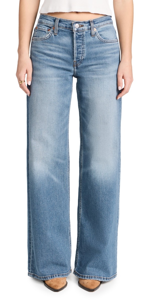 RE/DONE Mid Rise Wide Leg Jeans West Coast Fade