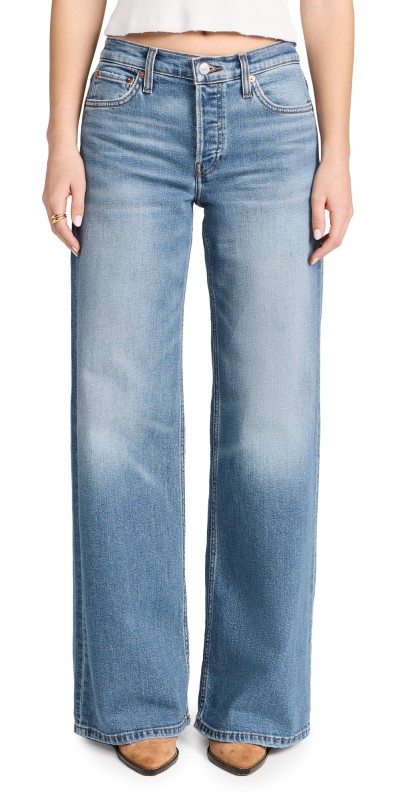RE/DONE Mid Rise Wide Leg Jeans West Coast Fade