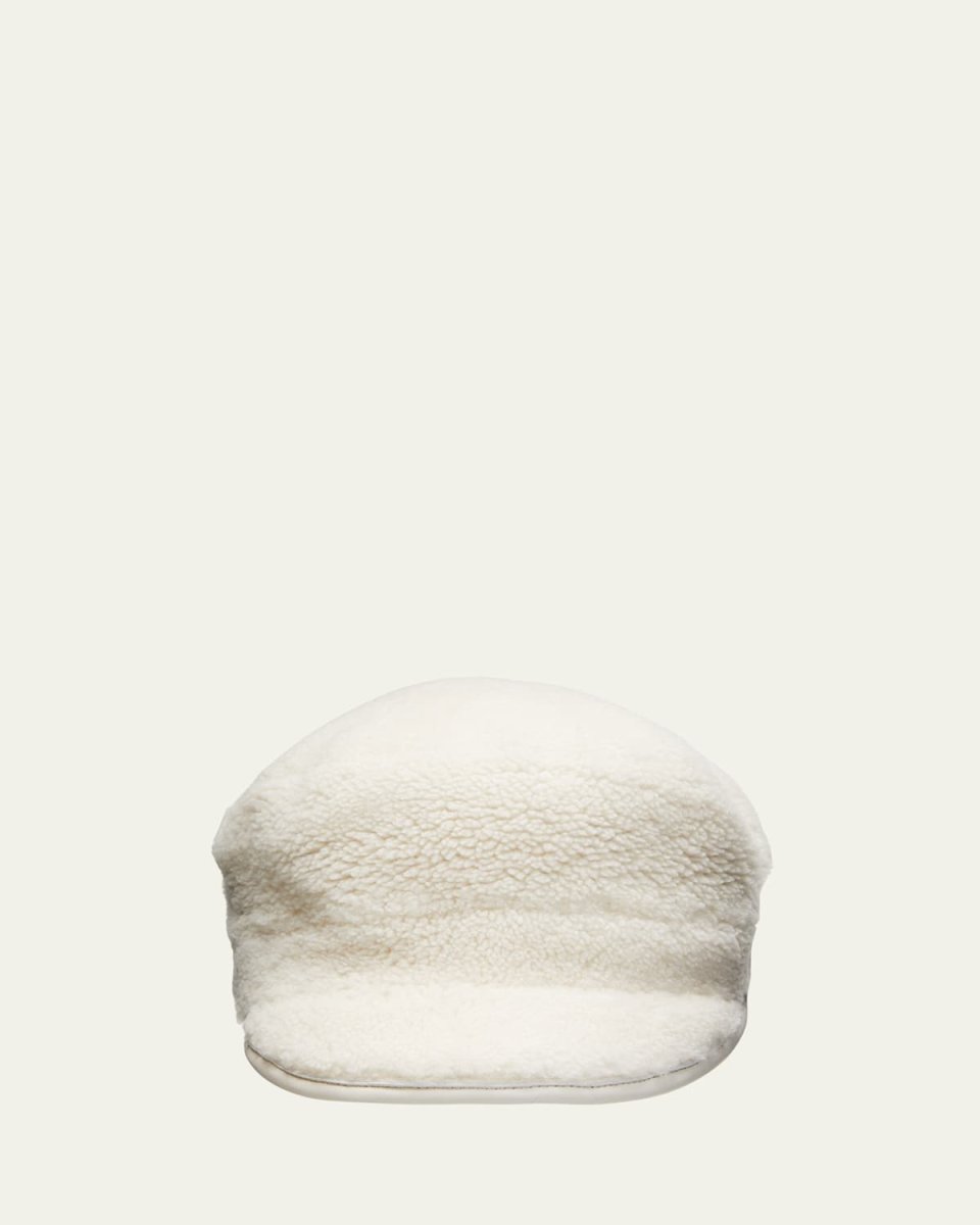 Curly Merino Shearling & Leather Cap