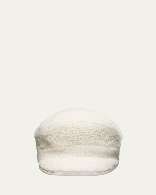 Curly Merino Shearling & Leather Cap