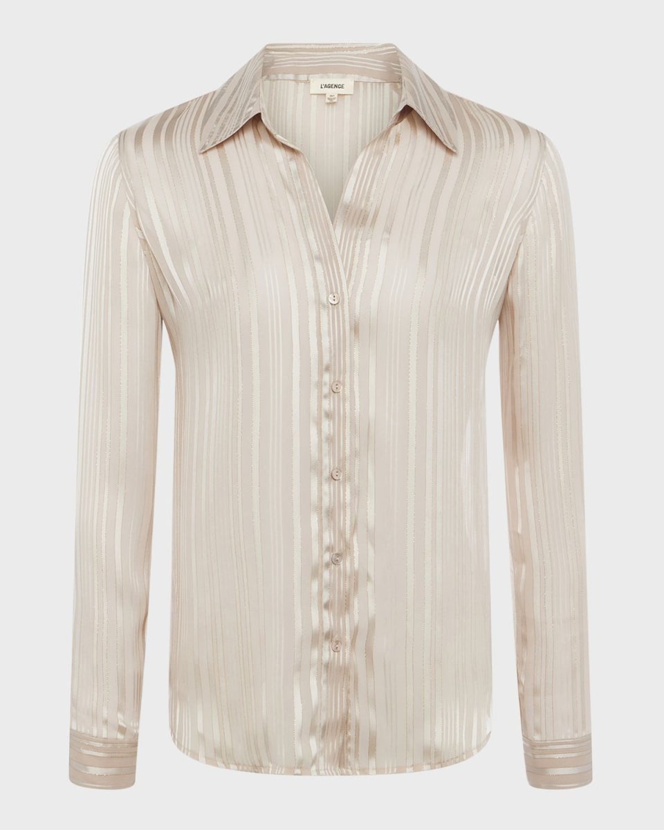 Argo Tonal Stripe Button-Front Blous