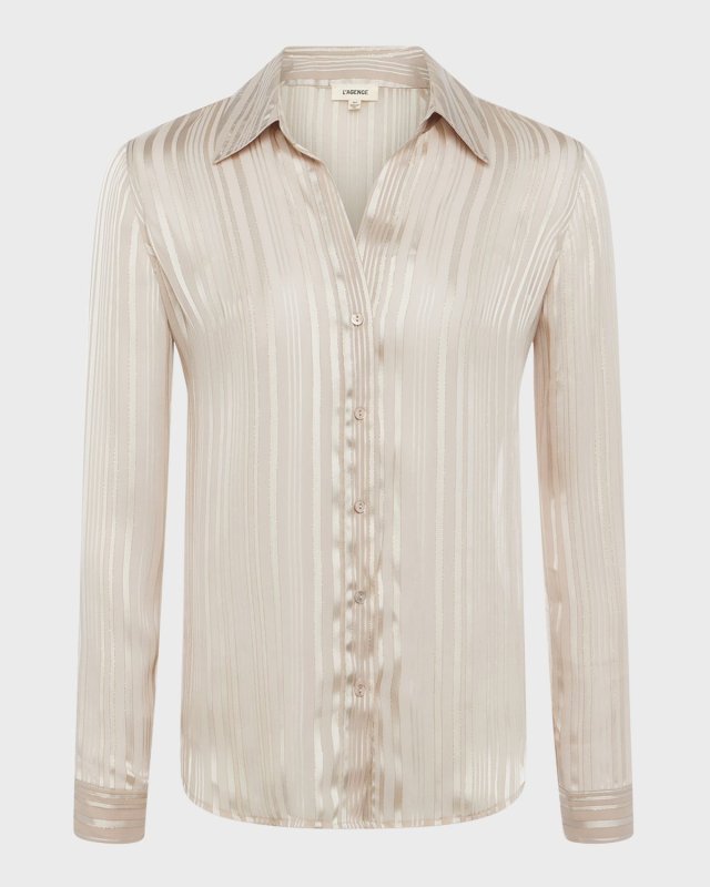 Argo Tonal Stripe Button-Front Blous