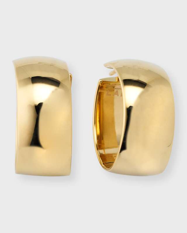 14K Yellow Gold 25mm Curved Bold Hollow Hoops