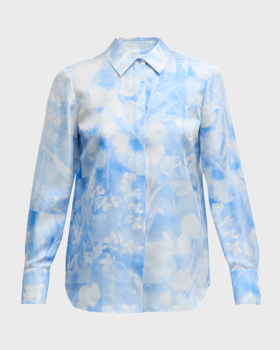 Scottie Floral-Print Silk Twill Blouse