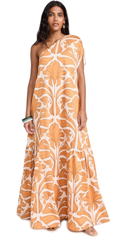 Andres Otalora Prodigiosa Maxi Dress Ivory/Mustard Mosaique