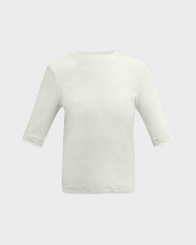Crewneck Elbow-Sleeve Jersey T-Shirt
