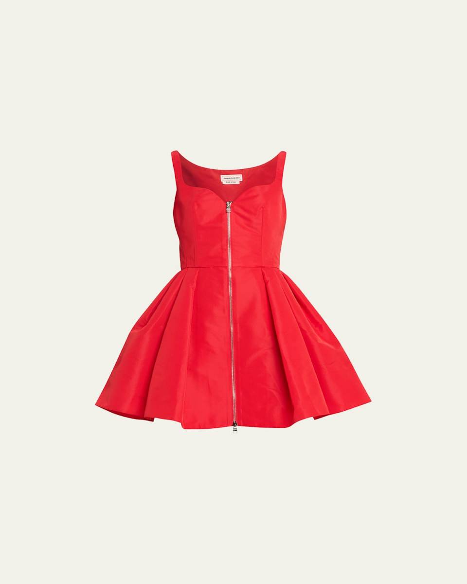 Zip-Front Polyfaille Mini Dress