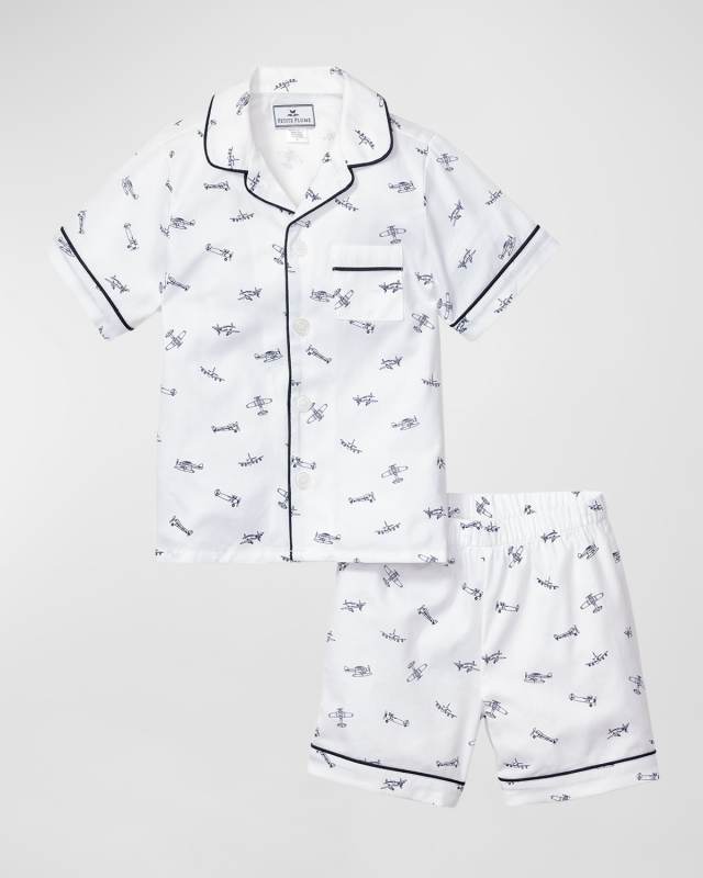 Kid's Par Avion Two-Piece Pajama Set, Size 2-12