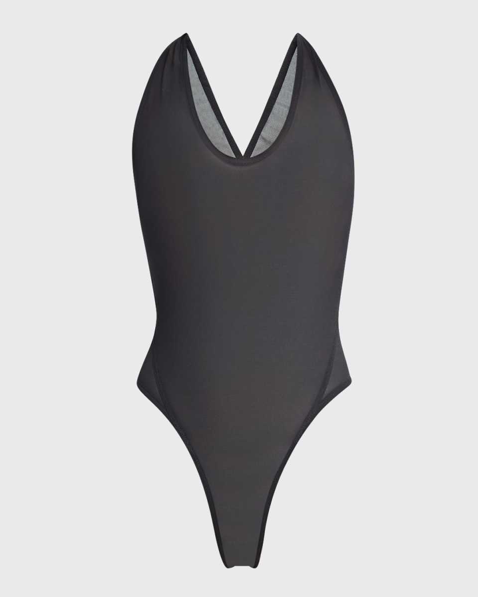 Sheer Mesh Crossback Bodysuit