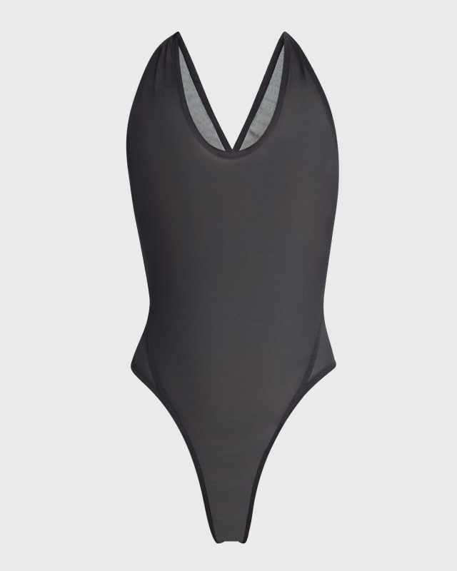 Sheer Mesh Crossback Bodysuit