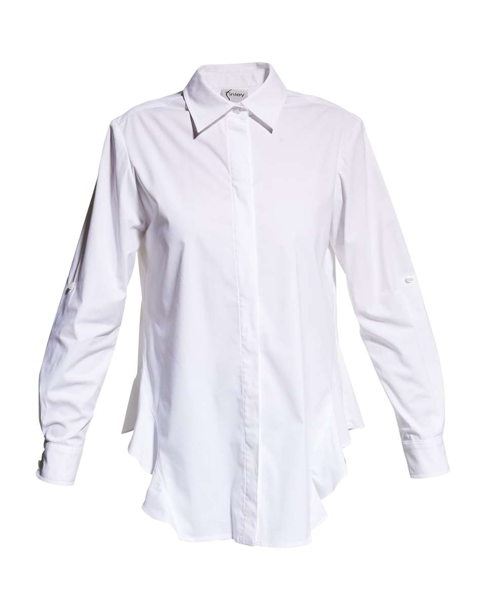 Agatha Side-Flounce Poplin Shirt