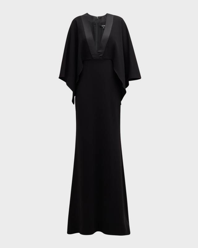 Cape-Sleeve Trumpet Gown