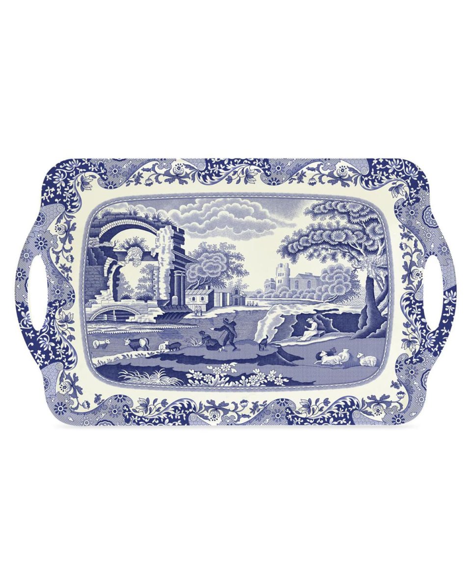 Blue Italian Large Melamine Handled Tray
