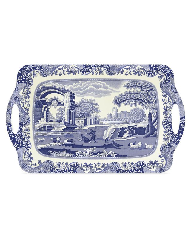 Blue Italian Large Melamine Handled Tray