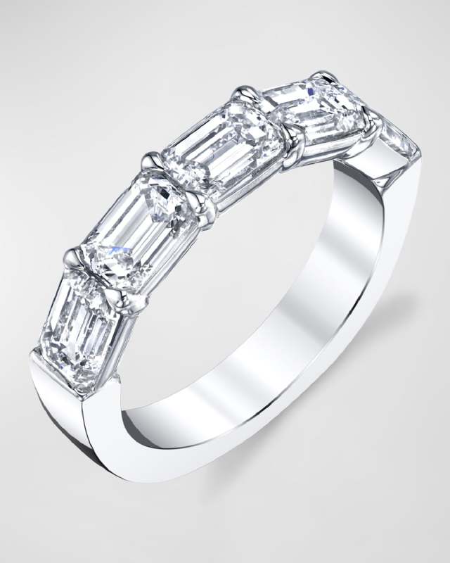 Large Halfway Band with Horizontal Set Emerald Cut Diamonds, 2.25ct