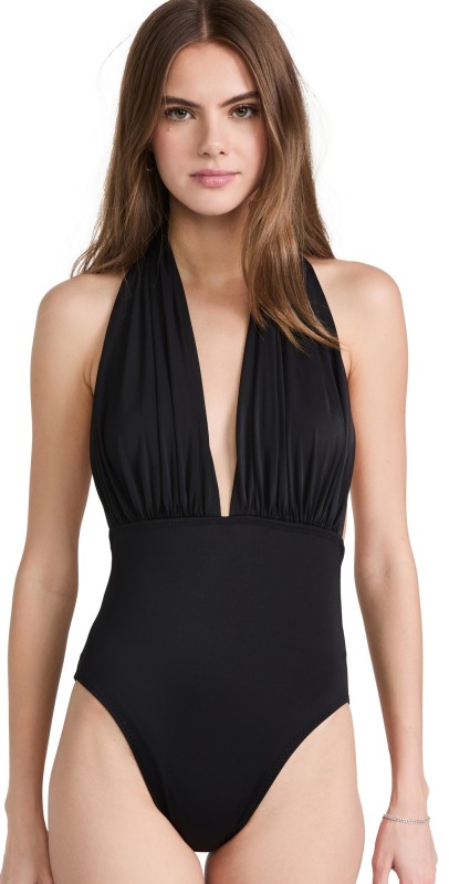 Norma Kamali Halter One Piece Swimsuit Black