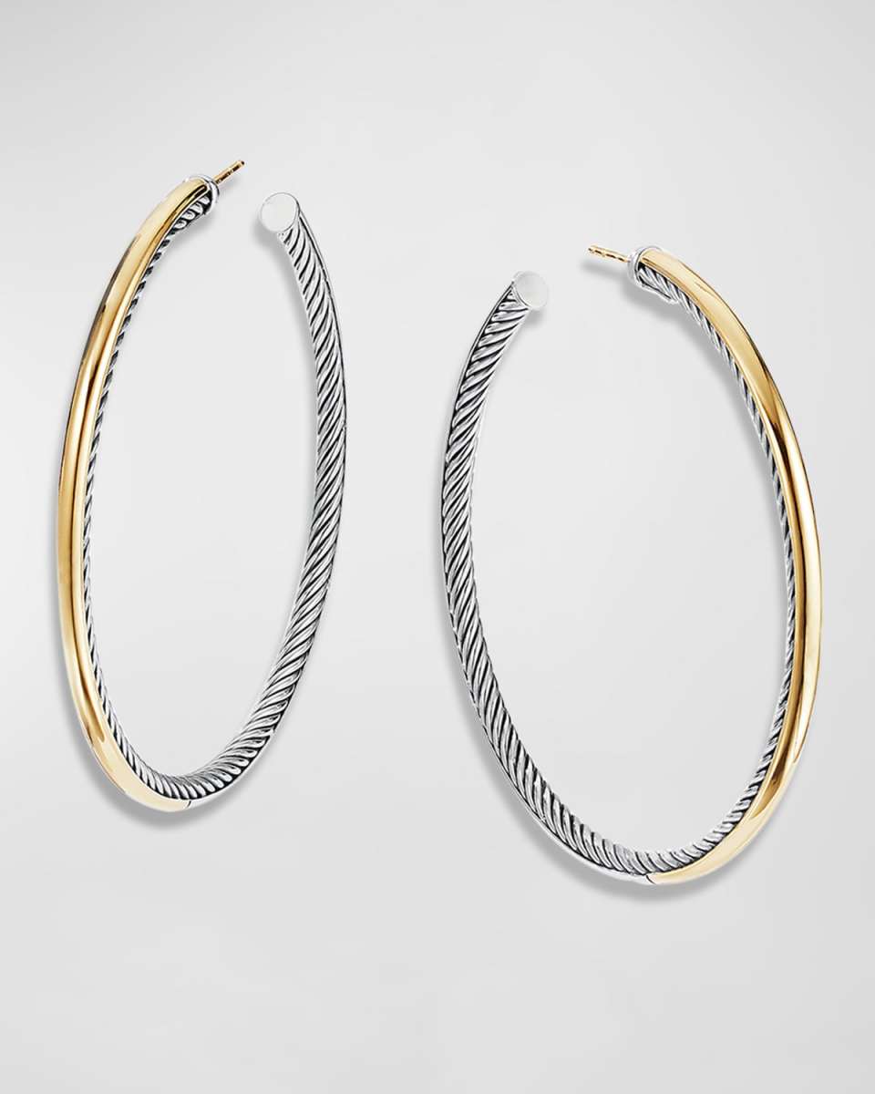 Sculpted Cable Hoop Earrings with 18K Yellow Gold