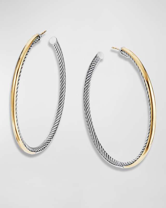 Sculpted Cable Hoop Earrings with 18K Yellow Gold