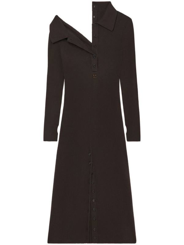 multi-button midi wool dress